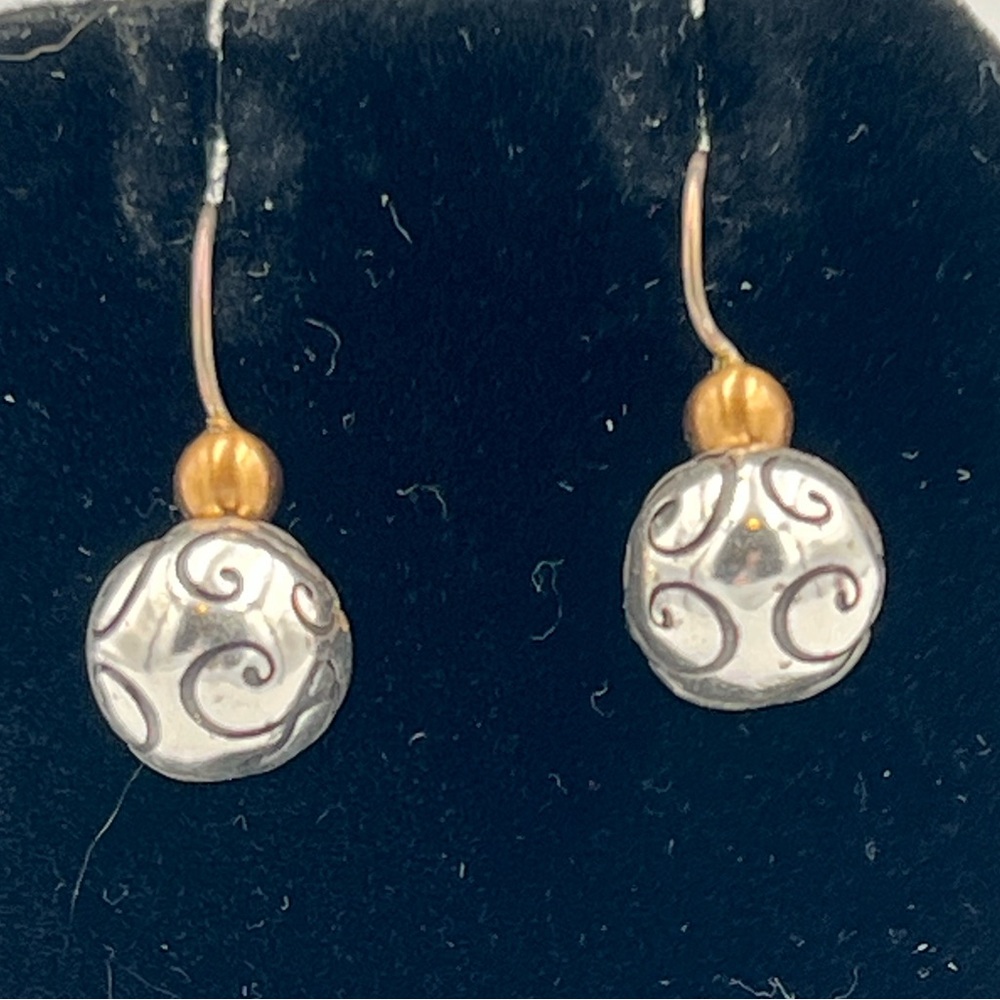 Brighton Earrings Gold Silver Mixed Metal Tone Etched 2014